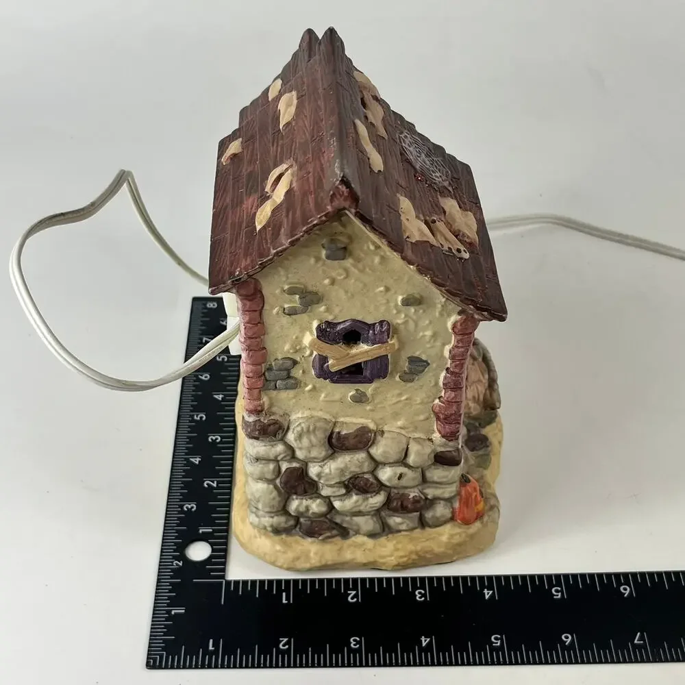 Halloween Village Lighted Laboratory Witches Brew Mummy Haunted House Ceramic